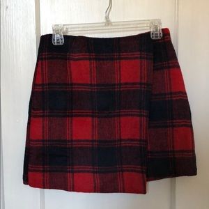 Dark blue and red checkered skirt